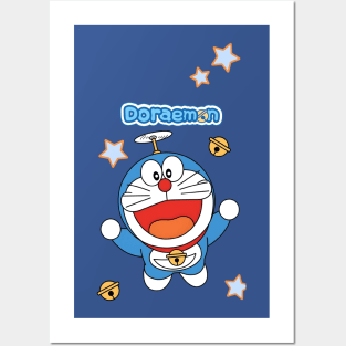 doraemon fly with stars Posters and Art